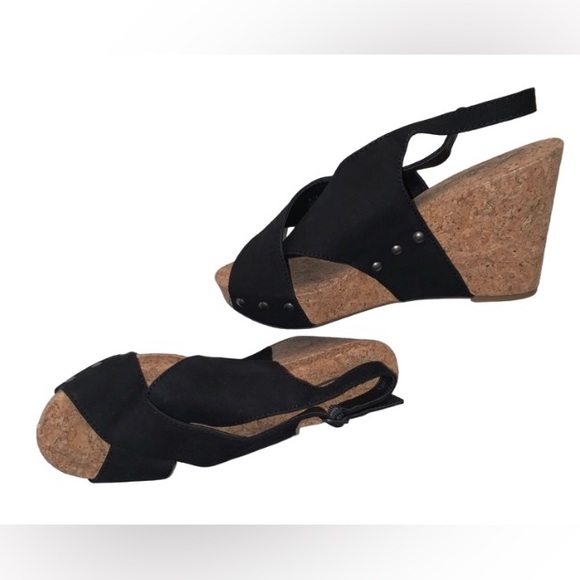 LUCKY BRAND CORK BLACK Wedges heels women’s size 8.5 - Picture 3 of 15